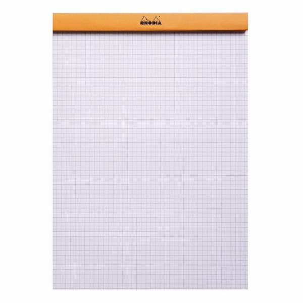 Блокнот А4 210*297 мм, 80 л., в клетку Rhodia скоба сверху, обл. карт., оранжевый