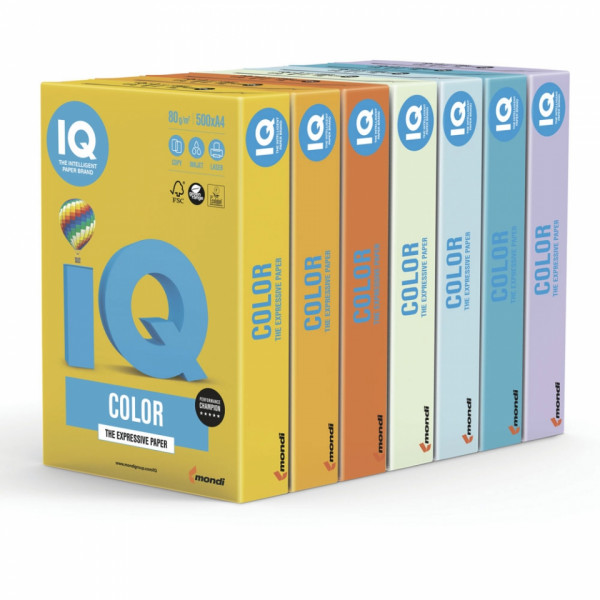 Бумага цветная A4, 80г/м, 500 л. IQ Color голубой