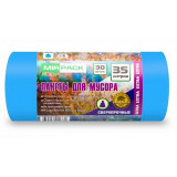 Мешки для мусора 35л 30шт/рулон ПНД Mirpack Extra 12мкм 50*64см цв.синий Мешки для мусора 35л 30шт/рулон ПНД Mirpack Extra 12мкм 50*64см цв.синий