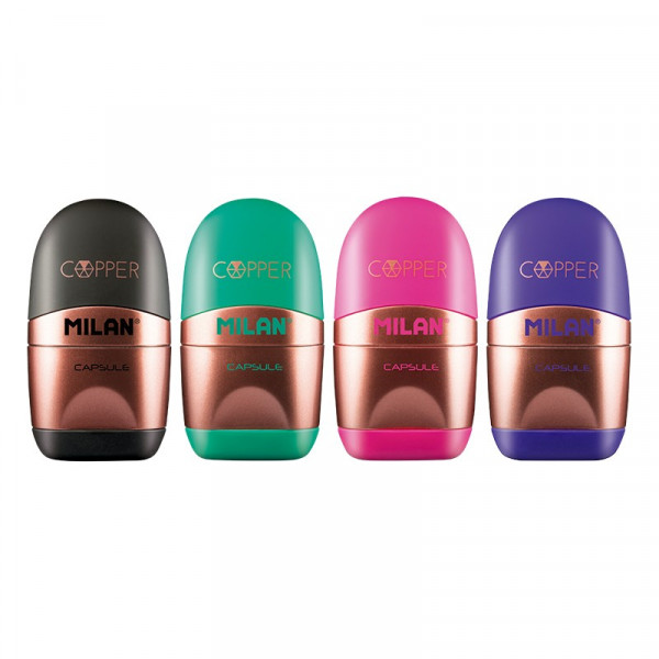 Точилка на 1 отв. Capsule copp с ластиком, ассорти