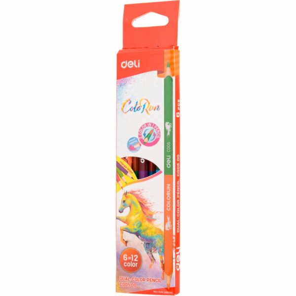 Цв. карандаши двусторон. 6 шт. ColoRun