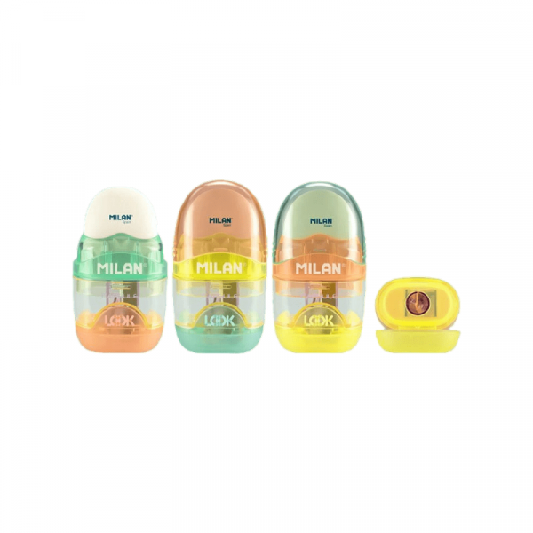 Точилка на 1 отв. Capsule New Look с ластиком, ассорти