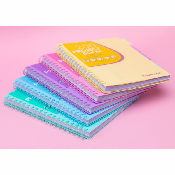Тетрадь А4 100л., клет. Pastel на кольцах, с разделителем, желтый 