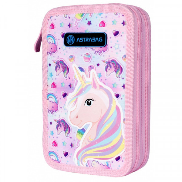 Пенал на 2 отд.Unicorn полиэстер, розовый