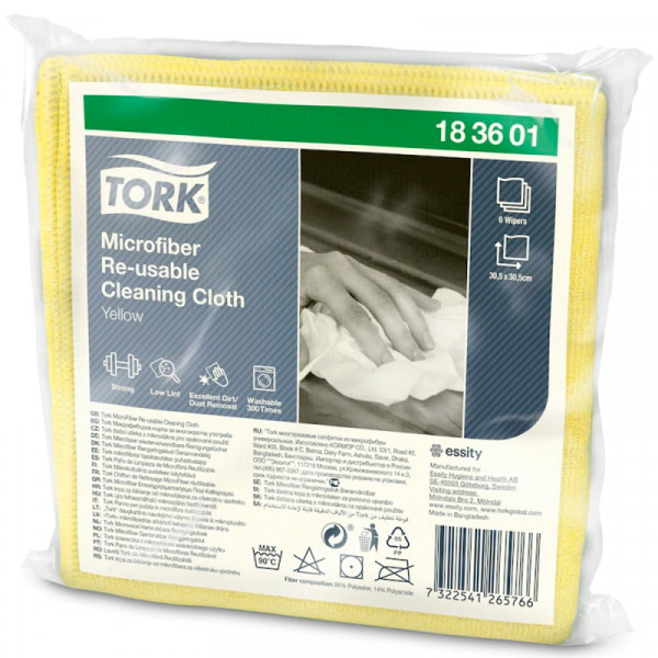 Салфетка из микроволокна TORK 30,5*30,5 см, желтый, 6 шт/упак