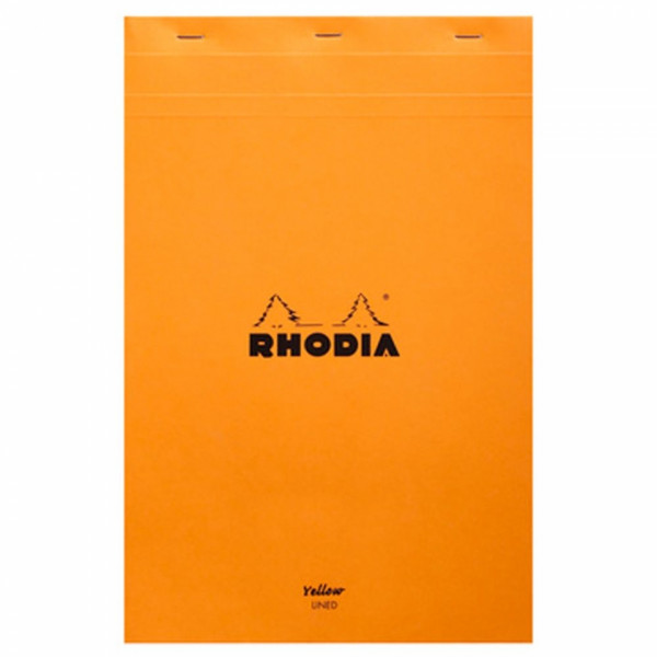 Блокнот А4 210*297 мм, 80 л., в клетку Rhodia скоба сверху, обл. карт., черный