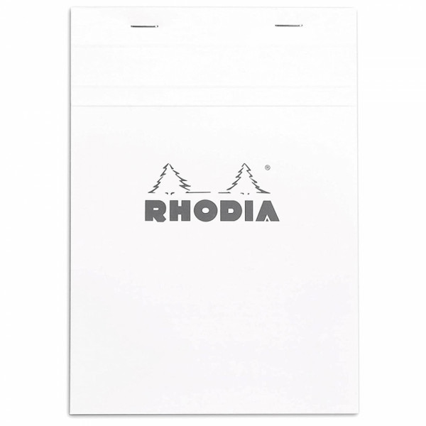 Блокнот А4 210*297 мм, 80 л., в клетку Rhodia скоба сверху, обл. карт., черный