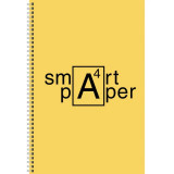 Тетрадь А4 80 л., клет. Smart paper. No 4 спираль сбоку, обл. карт., мат. ламинация, желтый