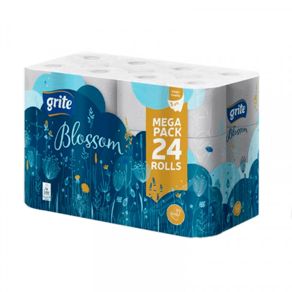 Бумага туалетная GRITE Blossom 1х24 3 слоя 18,75 м/рулон