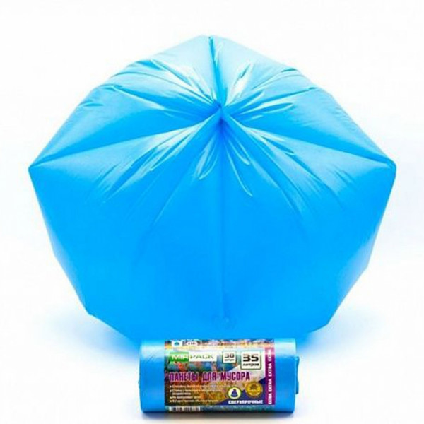 Мешки для мусора 60л 20шт/рулон ПНД Mirpack Extra 12мкм 60*70см цв.черный