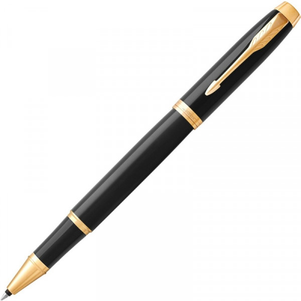 Ручка роллер IM Black Lacquer GT 0,5 мм, метал., подарочн. упак., черный/золотистый, стерж. черный