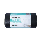 Мешки для мусора 35л 25шт/рулон ПНД Cleanton 12мкм 48*56см цв.черный Мешки для мусора 35л 25шт/рулон ПНД Cleanton 12мкм 48*56см цв.черный
