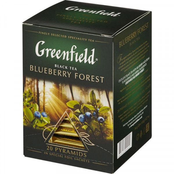 Чай Greenfield 20 пак*1,8 гр., черный, пирамидка, со вкусом черники,Blueberry Forest 