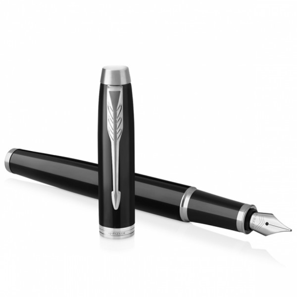 Ручка перьевая F IM Black Lacquer CT метал., подарочн. упак., черный/серебристый, патрон синий