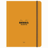 Блокнот А5+ 160*210 мм, 60 л., в клетку Rhodia Unlimited сшивка сбоку, обл. карт., микроперф., на резинке, оранжевый