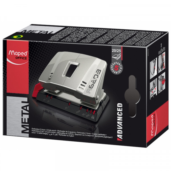Дырокол 20/25 л. Advanced Metal 20/25S лин., графит
