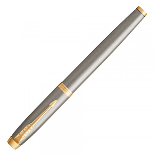 Ручка перьевая F IM Brushed Metal GT метал., подарочн. упак., серебристый/золотистый, патрон синий