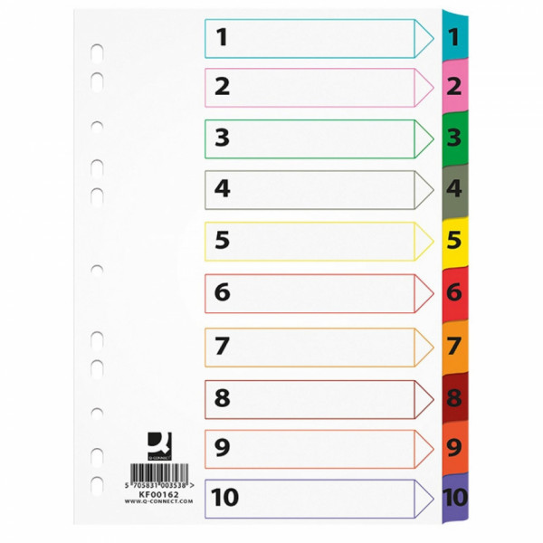 Разделитель на 12 делений А4 Mylar Q-connect карт., с маркир., ассорти