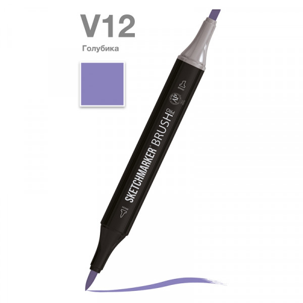 Маркер перм., худ. Sketchmarker Brush двусторонний, V12, голубика Маркер перм., худ. Sketchmarker Brush двусторонний, V12, голубика
