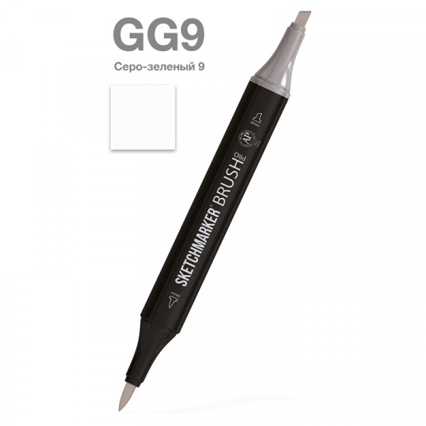 Маркер перм., худ. Sketchmarker Brush двусторонний, GG9, серо зеленый 9 Маркер перм., худ. Sketchmarker Brush двусторонний, GG9, серо зеленый 9