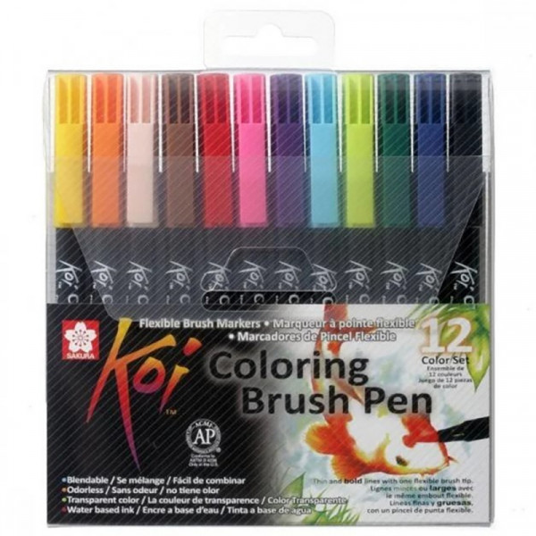 Маркер акварельный Koi Color Brush набор, 12 цв. Маркер акварельный Koi Color Brush набор, 12 цв.