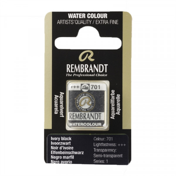 Краски акварельные Rembrandt 701 черный жженая кость, кювета