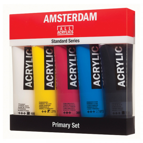 Краски акриловые Amsterdam набор 5 цв., базовые, 120 мл., туба Краски акриловые Amsterdam набор 5 цв., базовые, 120 мл., туба