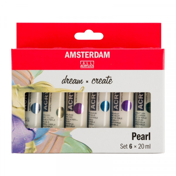 Краски акриловые Amsterdam набор 6 цв., жемчужные 20 мл, туба Краски акриловые Amsterdam набор 6 цв., жемчужные 20 мл, туба