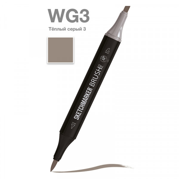 Маркер перм., худ. Sketchmarker Brush двусторонний, WG3, теплый серый 3 Маркер перм., худ. Sketchmarker Brush двусторонний, WG3, теплый серый 3