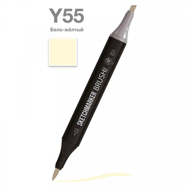 Маркер перм., худ. Sketchmarker Brush двусторонний, Y55, бело-жёлтый Маркер перм., худ. Sketchmarker Brush двусторонний, Y55, бело-жёлтый