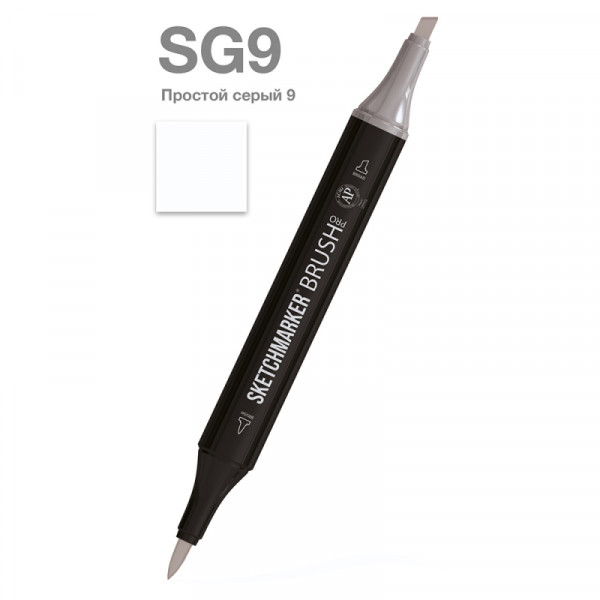 Маркер перм., худ. Sketchmarker Brush двусторонний, SG9, простой серый 9 Маркер перм., худ. Sketchmarker Brush двусторонний, SG9, простой серый 9