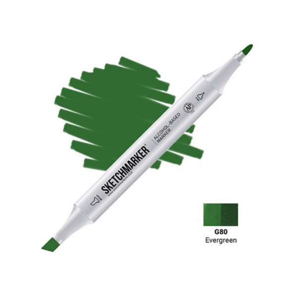 Маркер перм., худ. Sketchmarker двусторонний, G80, вечнозеленый
