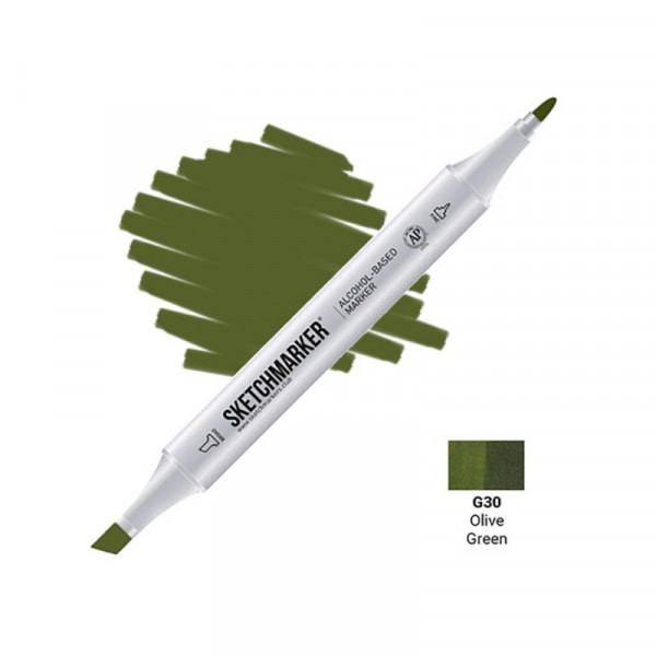 Маркер перм., худ. Sketchmarker двусторонний, G30, зеленый оливковый Маркер перм., худ. Sketchmarker двусторонний, G30, зеленый оливковый