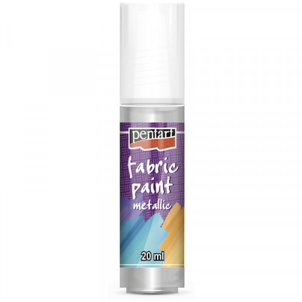 Краски д/текстиля Pentart Fabric paint metallic серебро, 20 мл, банка