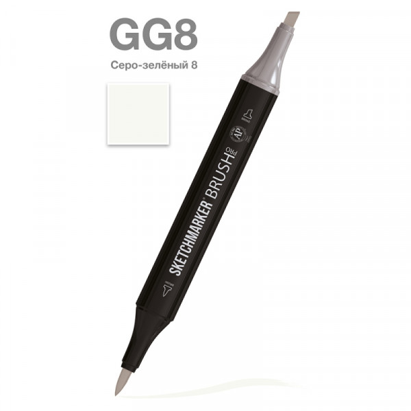 Маркер перм., худ. Sketchmarker Brush двусторонний, GG8, серо зеленый 8 Маркер перм., худ. Sketchmarker Brush двусторонний, GG8, серо зеленый 8