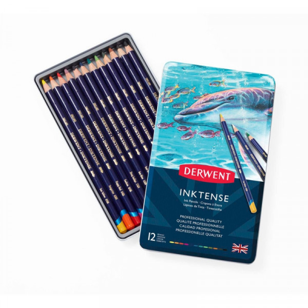 Карандаш акварельный Inktense набор 12 цв., металл.