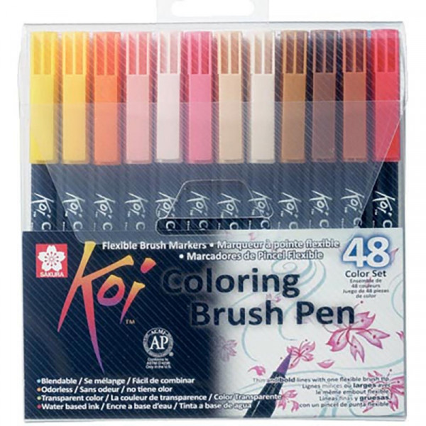 Маркер акварельный Koi Color Brush набор, 48 цв.
