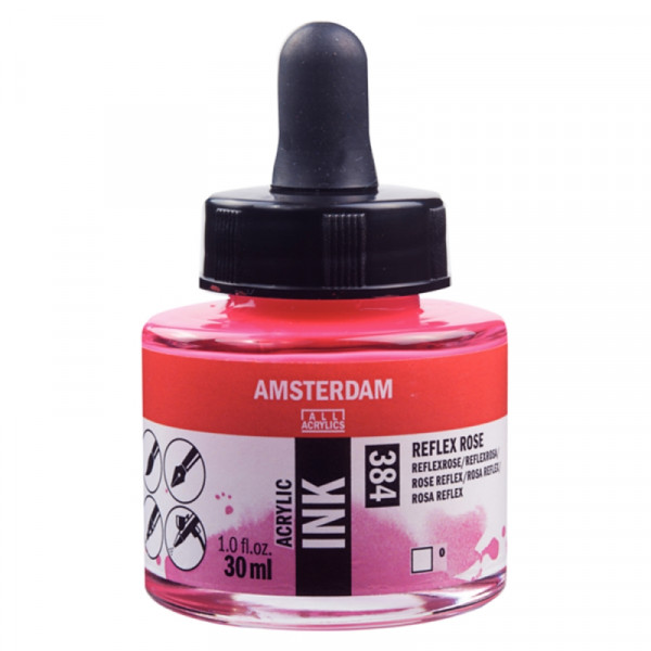 Краски жидкий акрил Amsterdam 384 флуоресцентный розовый, 30 мл., банка