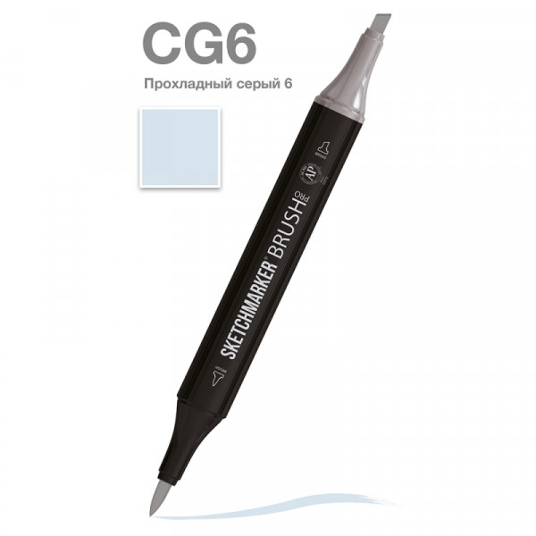 Маркер перм., худ. Sketchmarker Brush двусторонний, CG6, прохладный серый 6 Маркер перм., худ. Sketchmarker Brush двусторонний, CG6, прохладный серый 6