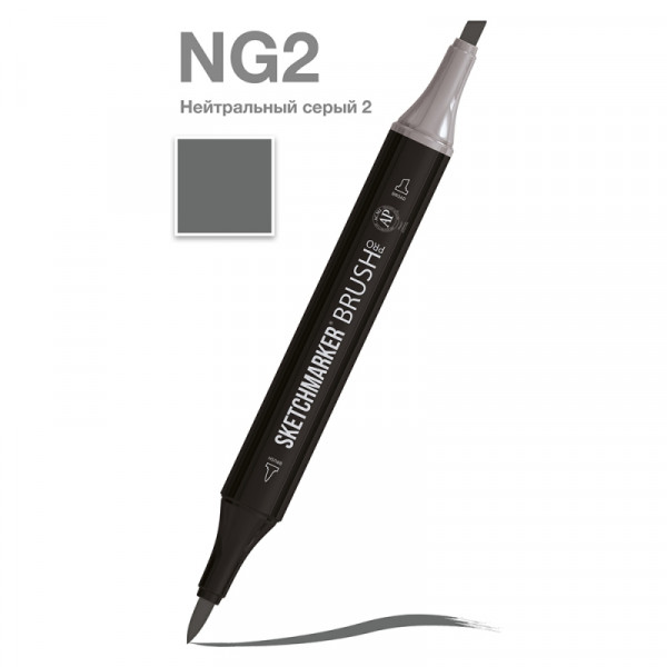 Маркер перм., худ. Sketchmarker Brush двусторонний, NG2, нейтральный серый 2 Маркер перм., худ. Sketchmarker Brush двусторонний, NG2, нейтральный серый 2