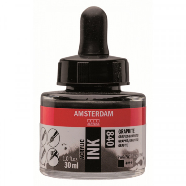 Краски жидкий акрил Amsterdam 840 графит, 30 мл., банка Краски жидкий акрил Amsterdam 840 графит, 30 мл., банка