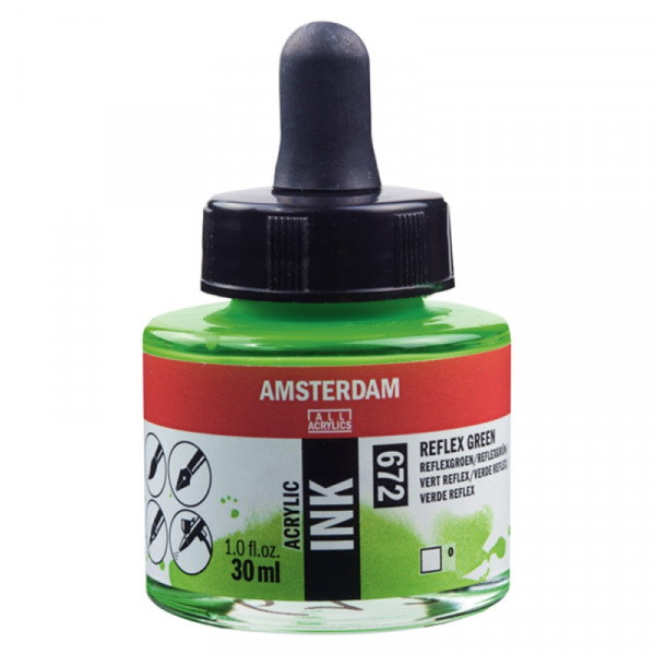 Краски жидкий акрил Amsterdam 672 флуоресцентный зеленый, 30 мл., банка