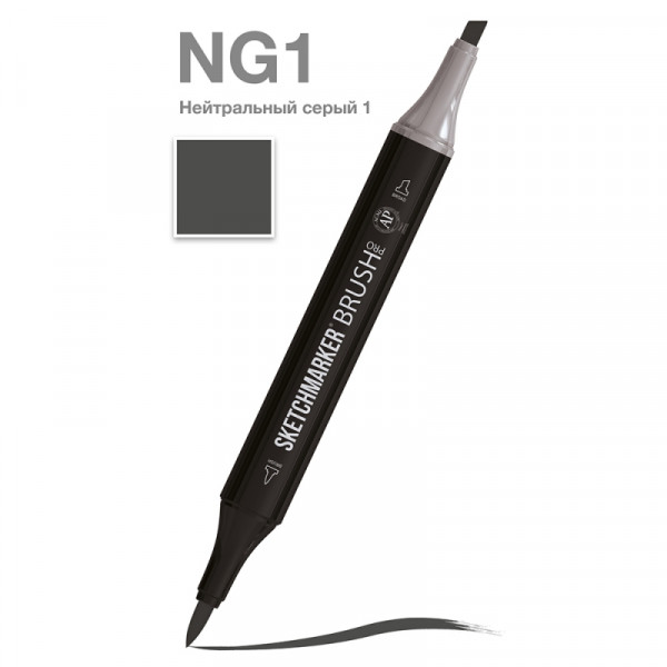 Маркер перм., худ. Sketchmarker Brush двусторонний, NG1, нейтральный серый 1 Маркер перм., худ. Sketchmarker Brush двусторонний, NG1, нейтральный серый 1