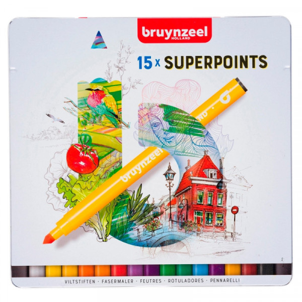 Маркер худ. Bruynzeel Super Point набор 15 шт. Маркер худ. Bruynzeel Super Point набор 15 шт.