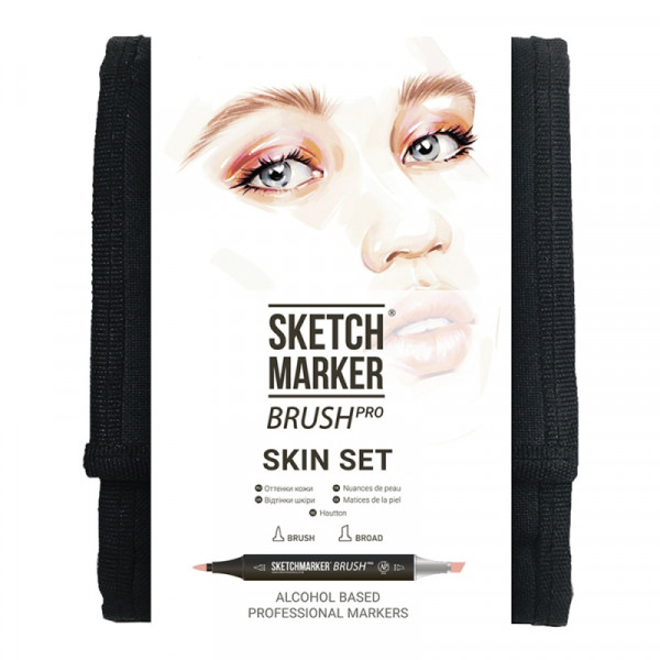 Маркер перм., худ. Sketchmarker Brush Skin Set двусторонний, набор 12 шт. + сумка-органайзер