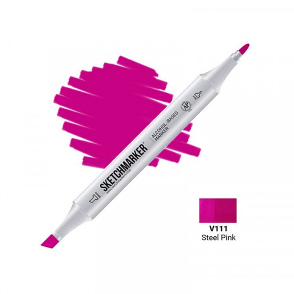 Маркер перм., худ. Sketchmarker двусторонний, V111, розовый стальной Маркер перм., худ. Sketchmarker двусторонний, V111, розовый стальной
