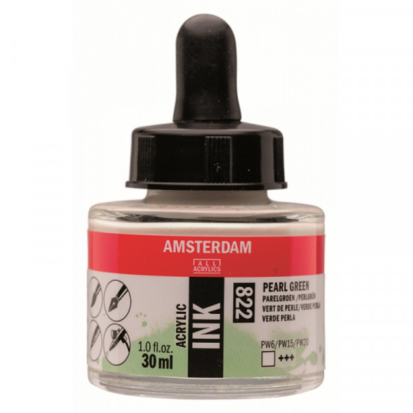 Краски жидкий акрил Amsterdam 822 жемчужный зеленый, 30 мл., банка