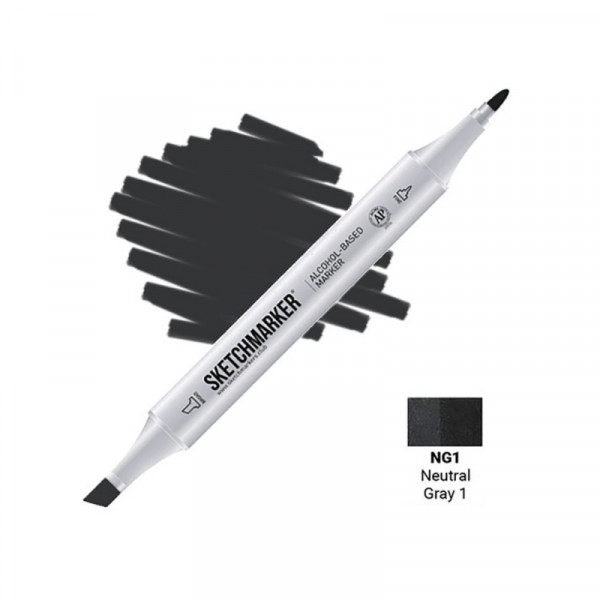 Маркер перм., худ. Sketchmarker двусторонний, NG1, серый нейтральный №1 Маркер перм., худ. Sketchmarker двусторонний, NG1, серый нейтральный №1