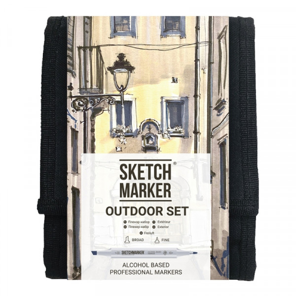 Маркер перм., худ. Sketchmarker Outdoor двусторонний, набор 12 шт. + сумка-органайзер Маркер перм., худ. Sketchmarker Outdoor двусторонний, набор 12 шт. + сумка-органайзер