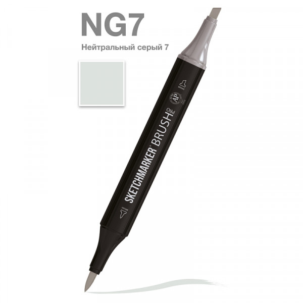Маркер перм., худ. Sketchmarker Brush двусторонний, NG7, нейтральный серый 7 Маркер перм., худ. Sketchmarker Brush двусторонний, NG7, нейтральный серый 7